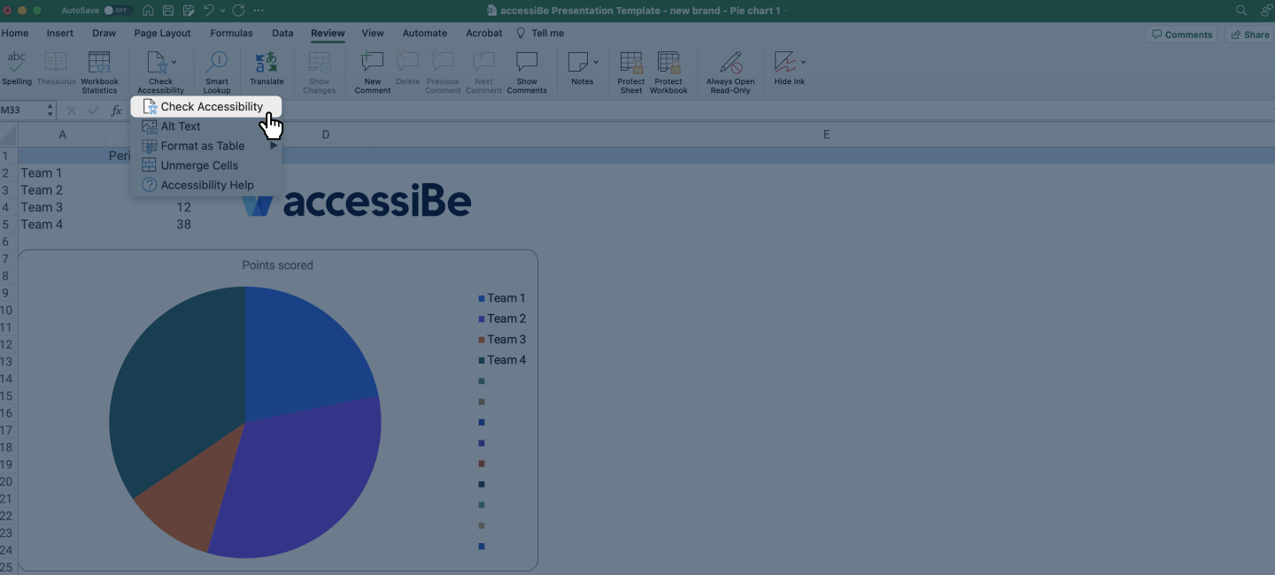 Screenshot of the expanded options that appear after selecting &lsquo;Check Accessibility&rsquo;.